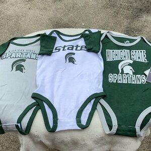 NWT Team Athletics 3 Pack Michigan State Onsies